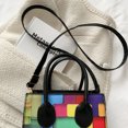 thumbnail image 1 of Bolsa de hombro geométrico colorido para mujer, de cuero, de mano (negro) Ehuebsd Para Estrenar, 1 of 9
