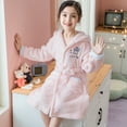 thumbnail image 5 of MXIEZI Kids Girls Fleece Hooded Bathrobe Soft Cozy Long Robes Warm Long-Length Pajamas with Hoods S-2XL, 5 of 8