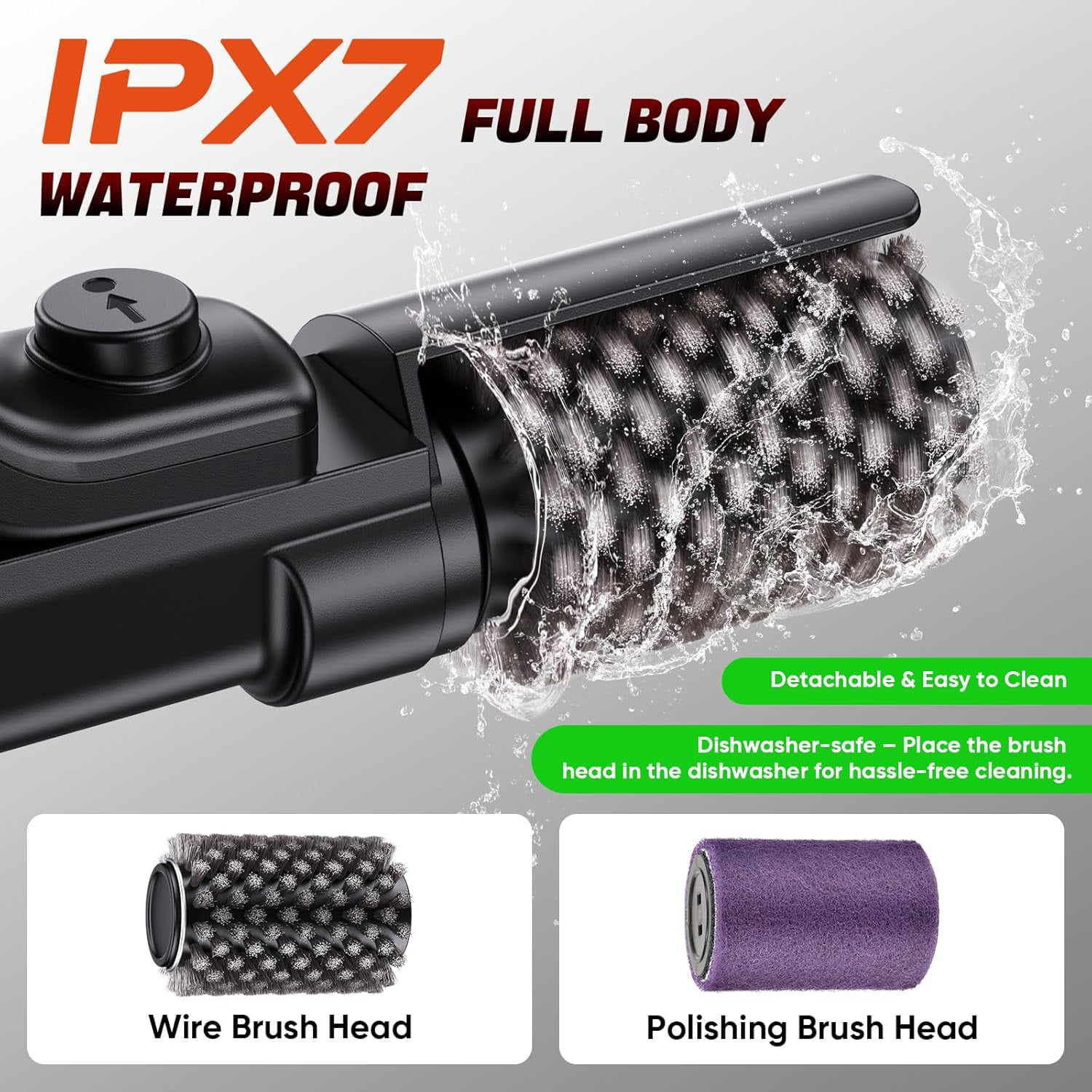 Electric Grill Brush for BBQ, 3-Speed Power Rotary Grill Cleaner with 304 Stainless Steel Anti-Shedding Head, Rechargeable up to 90-Min Runtime, Outdoor Grill Cleaning Tool for Home, Patio, Camping