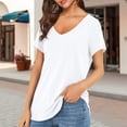 thumbnail image 3 of Askfv Womens T Shirts Basic V Neck Tee Loose Fitting Tunic Tops Casual Short Sleeve Tops Summer Tops, 3 of 6