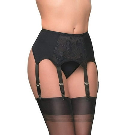 

Women Sexy Garter Belt Mesh Suspender High Waist Belt 6 Straps Garter Belt Thong Stocking Plus Size