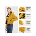 thumbnail image 3 of SEARIPE Women Quilted Bomber Jacket Crop Solid Color Puffer Coat Long Sleeve Hooded Zipper Overcoat with Pockets Yellow XXL, 3 of 5