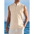 thumbnail image 6 of Men's Sleeveless Henley Tank Top Summer Beach Tank Tops Collarless Casual Cruise Dress Shirt Color L, 6 of 9