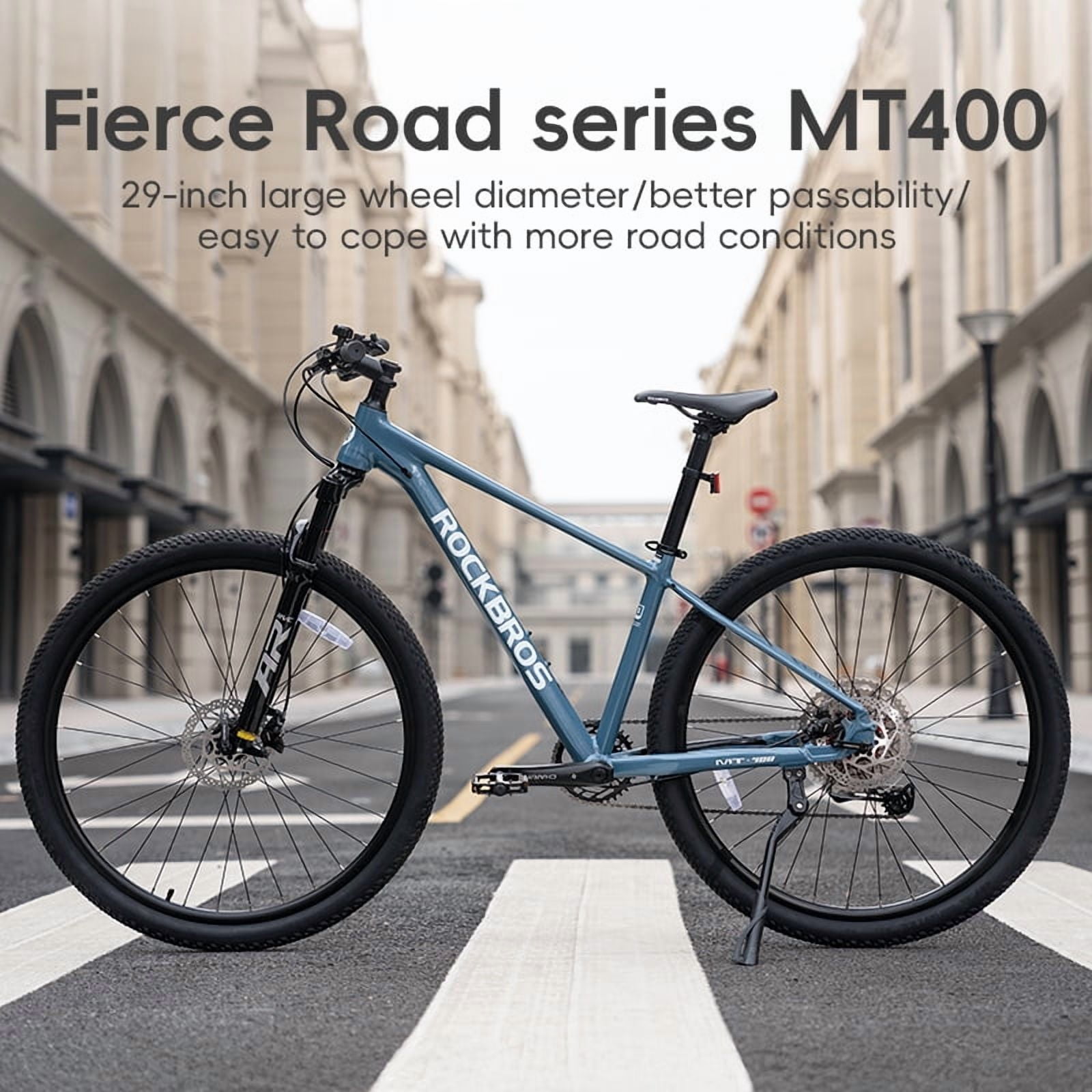 ROCKBROS MT400 Mountain Bike 29-inch Large Wheel 10-speed Shimano Shifting Oil Spring Shork Absorption Front Fork Disc Brake Aluminum Frame MTB Bicycle