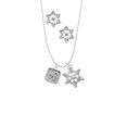 thumbnail image 2 of Delight Jewelry Silvertone Love Square - Square Seal Silver tone Snowflake Charm Necklace and Stud Earrings, 2 of 4