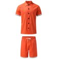 thumbnail image 4 of Summer Savings Clearance! Edvintorg Streetwear Men's Cotton Linen Single-Breasted Unhooded Casual Sports Suit Short Sleeve And Shorts Set 2 Piece Oversized Clothing, 4 of 7