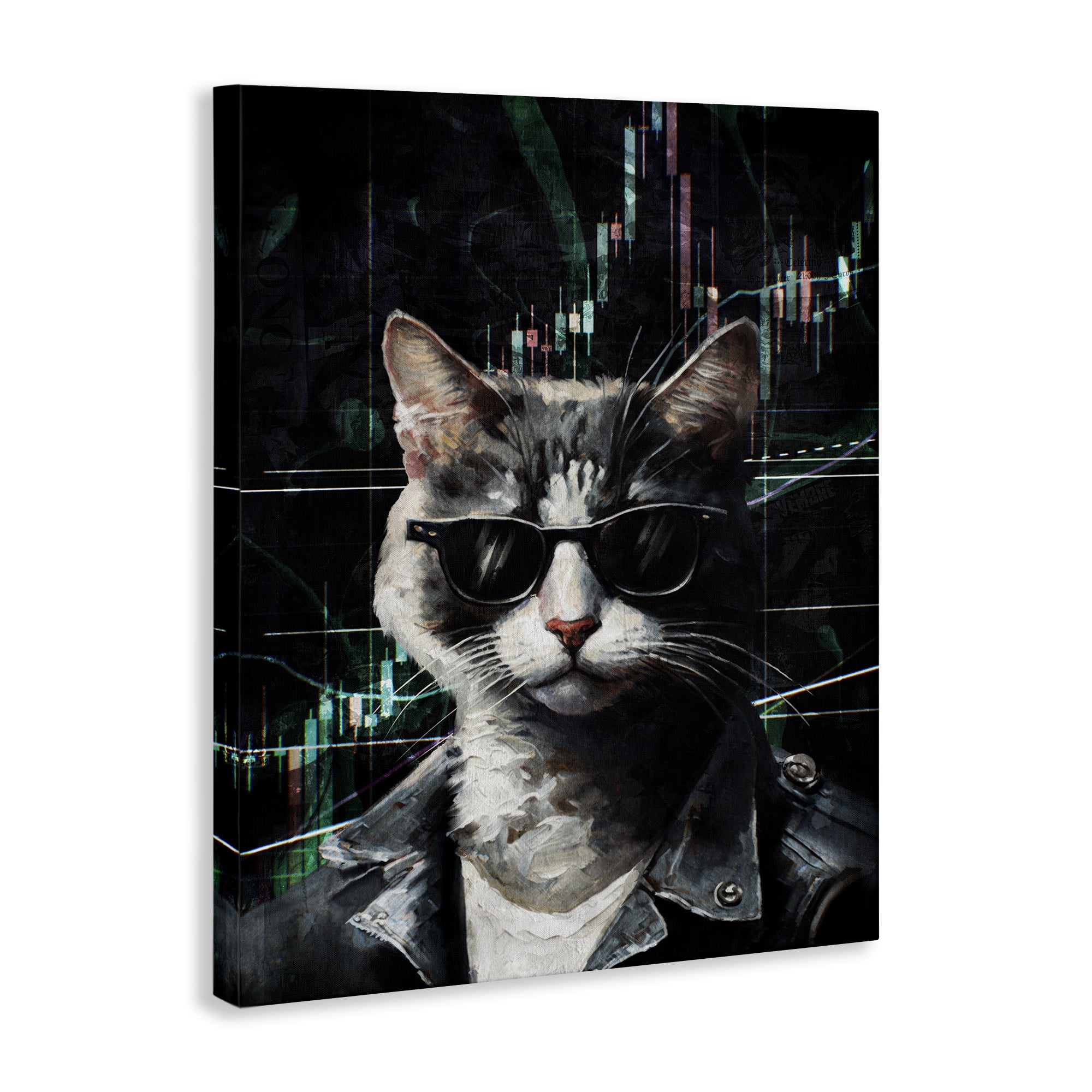 Stupell Industries Trendy Cat Sunglasses Animals Painting Wrapped Canvas Art Print Wall Art, 24 x 30