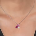 thumbnail image 3 of Gem Stone King 925 Silver and 10K Yellow Gold Pink Moissanite Red Created Ruby and White Moissanite Pendant Necklace for Women (2.73 Cttw, Oval 8X6MM, 7X5MM and 6X4MM, Gemstone, with 18 inch Chain), 3 of 5