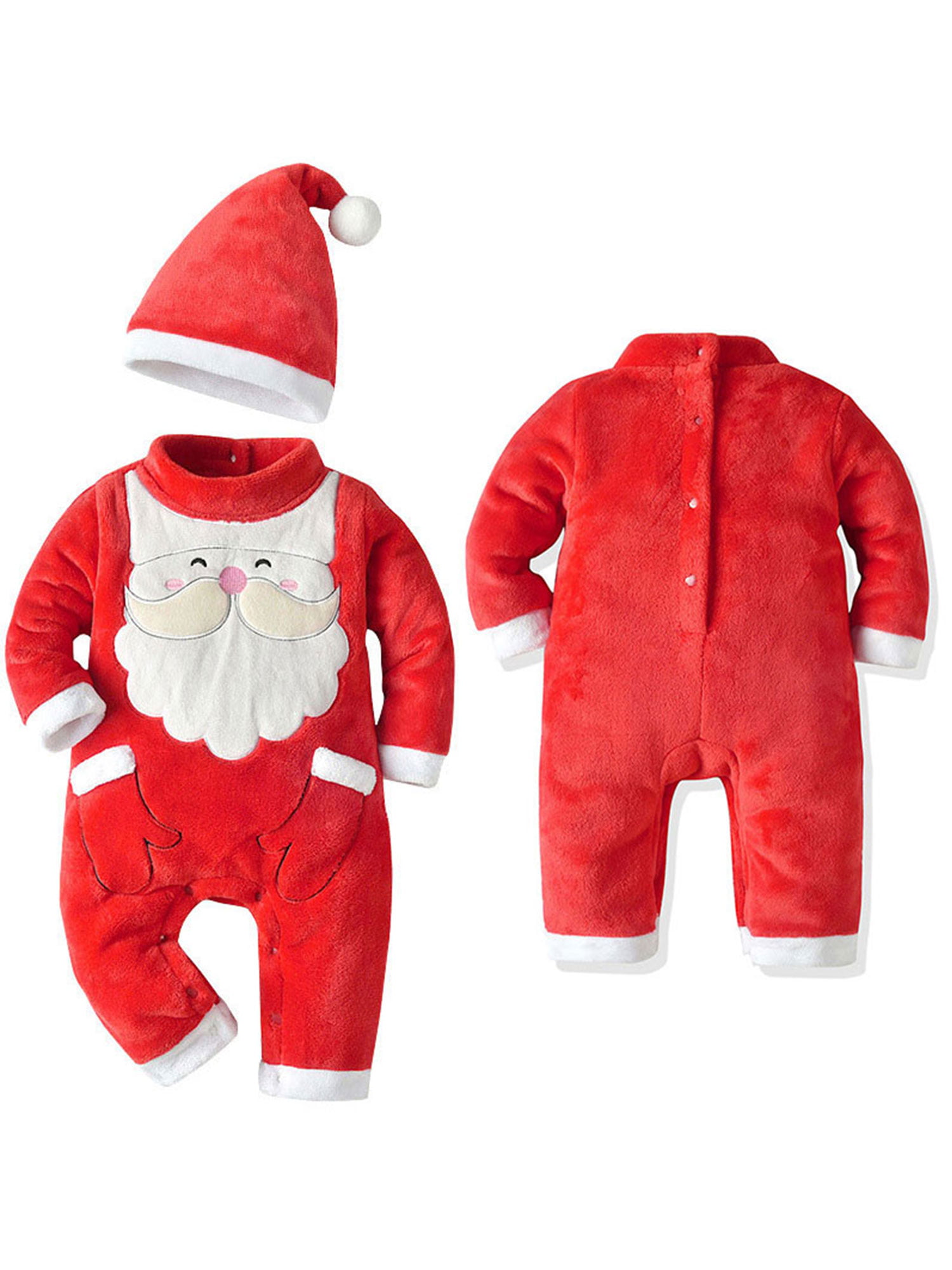 Newborn Infant Baby Boys Girl Bear Christmas Letter Romper Jumpsuit Outfit Red 