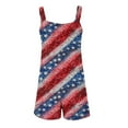 thumbnail image 7 of Cavosen Fourth of July Plus Size Loose Patriotic Jumpsuits Short Overalls with Pocket Star and Stripe Summer Trendy Rompers, 7 of 7