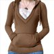 thumbnail image 3 of Sudadera con Capucha para Mujer, de Otoño, de Larga, Holgada, con Encaje, Cuello en V y Bolsillos. Marrón L, 3 of 6