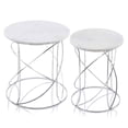 thumbnail image 1 of Giro White Marble Set of 2 Nesting Table, silver, 1 of 2