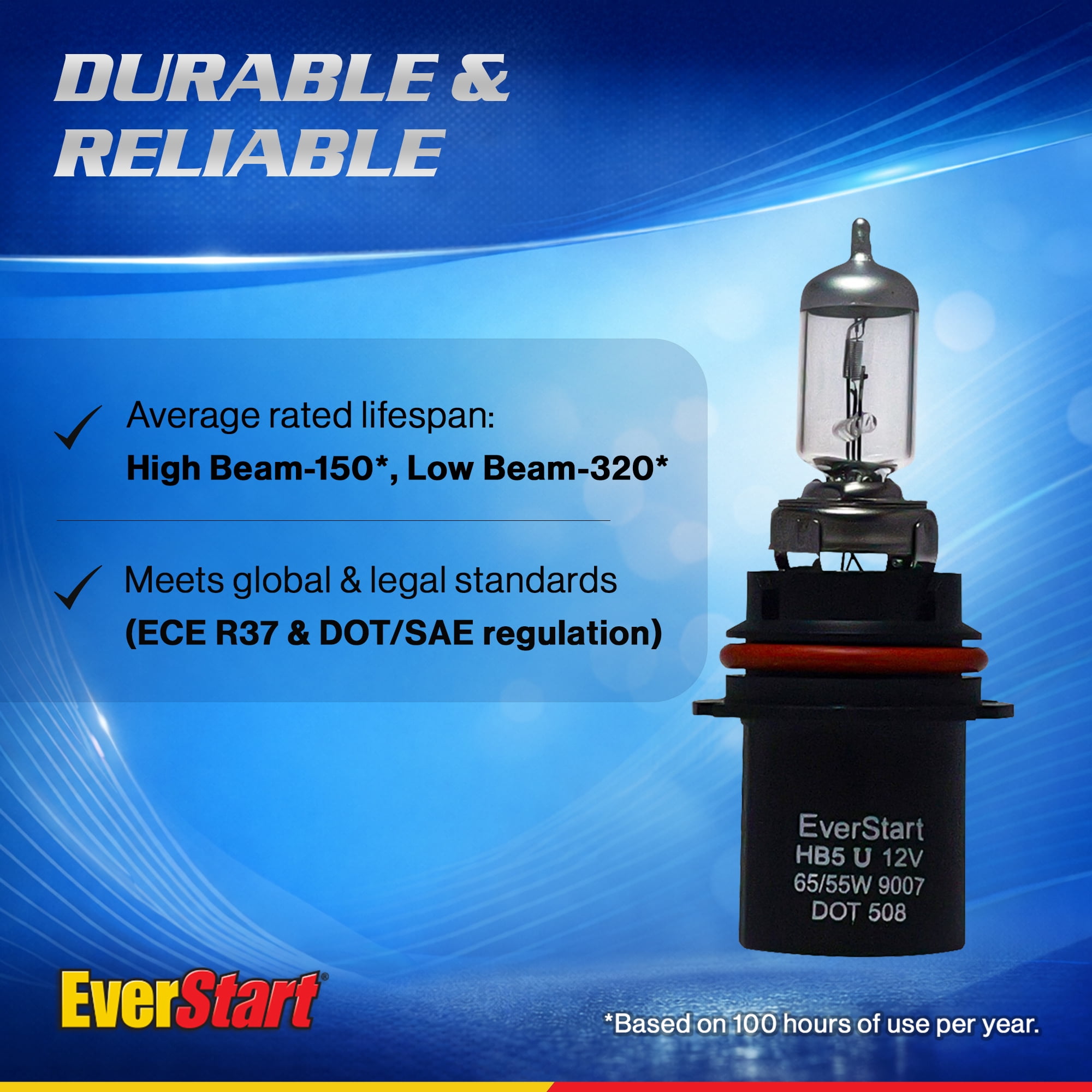EverStart 9007 Halogen Headlight Bulb, 1 pack, Compatible with