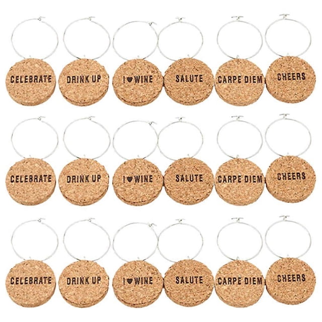 18pcs Blank Cork Wine Glass Charms Wedding Wine Charms DIY Drink Identifiers