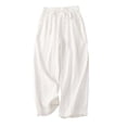 thumbnail image 3 of GJSYRH Women Wide Leg Linen Pants, High Waisted Summer Casual Cotton Linen Palazzo Pants with Pockets White XL, 3 of 4