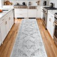 thumbnail image 3 of 3x10 Hallway Runner Rug: Lightweight Soft Washable Kitchen Runner with Non Slip Backing Foldable Low-Pile Vintage Rug Runner Stain Resistant Carpet for Bathroom Entryway Bedroom (Light Gray,3x10), 3 of 8
