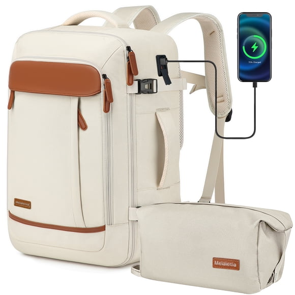 Melalenia 2PCS Travel Backpack Luggage Waterproof Airline Aprroved Carry-on with Toiletry Bag USB Port Comfortable
