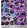 thumbnail image 1 of Soimoi Japan Crepe Satin Fabric Direction Compass & Seashell Ocean Print Fabric by The Yard 42 Inch Wide, 1 of 3
