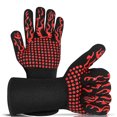 thumbnail image 3 of Guantes resistente al calor Mits de horno colgando elástico ahorro de espacio de la barbacoa de la barbacoa para hornear para asar la fritura de asado 1 par Inevent HA010781-00, 3 of 7