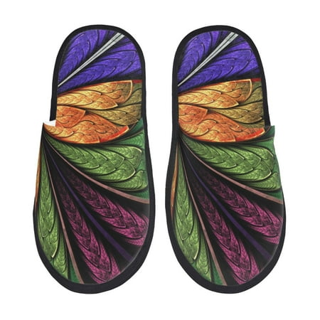 Balery Multicolored Beautiful Flower1 Slient Indoor Furry Fleece Comfort House Shoes Soft Non-Slip Home Shoes Cotton slippers House Slippers-- Medium