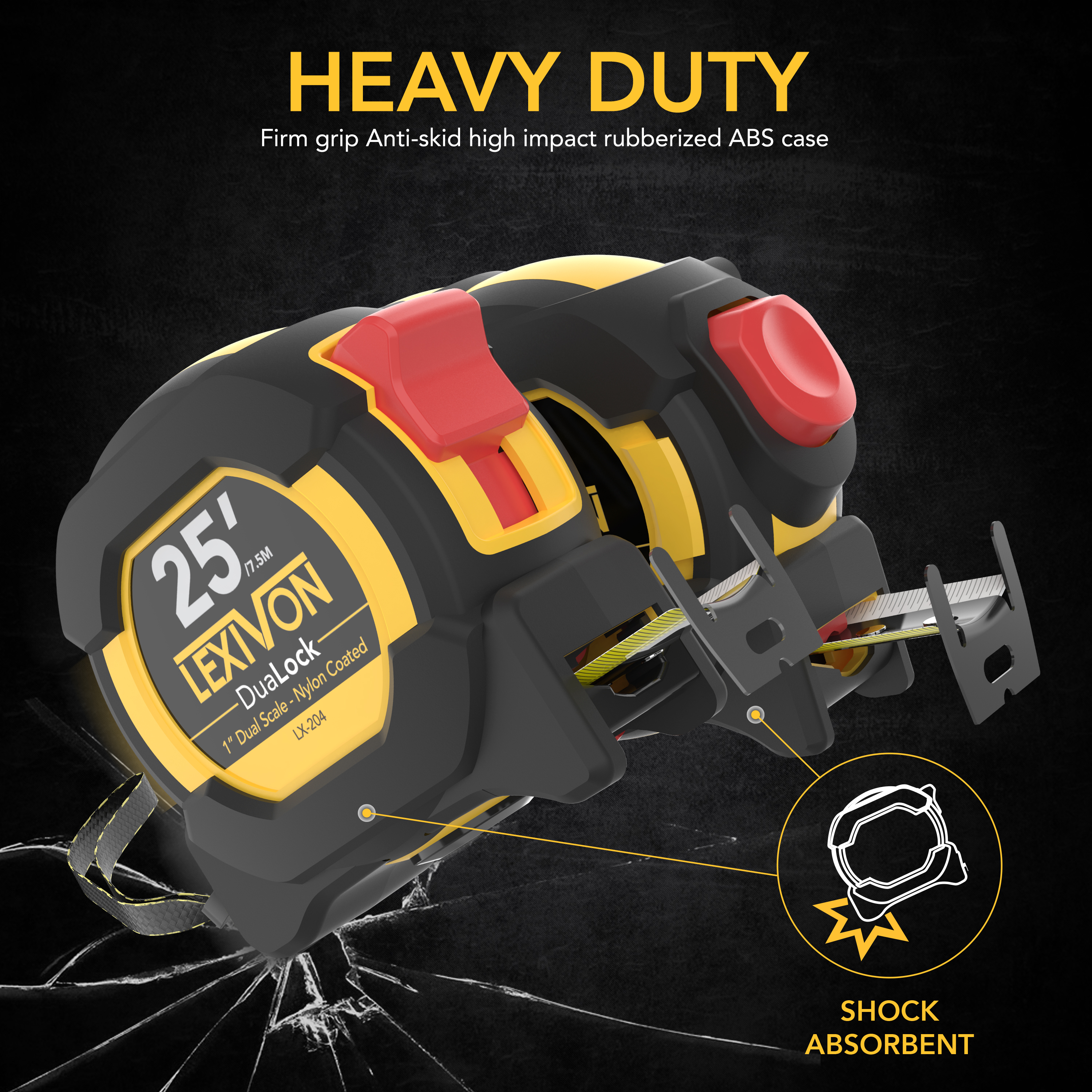 LEXIVON 4-Pack 25ft Tape Measure, AutoLock, 1-Inch Blade (LX-204X2)