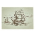 thumbnail image 1 of Vintage Boat Cutting Board, Historical Weathered Sketch Sailing Ship Antique Naval Voyage Art, Decorative Tempered Glass Cutting and Serving Board, Large Size, Beige Chocolate, by Ambesonne, 1 of 1