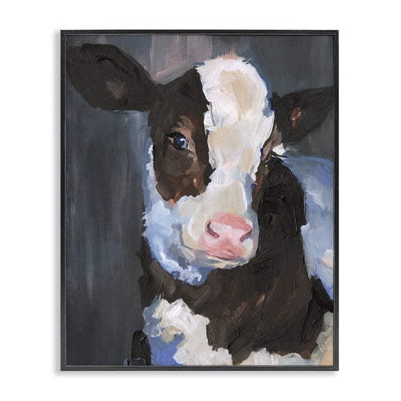 Stupell Industries Farmhouse Detailed Painterly Country Cow Calf Cattle Portrait Black Framed Giclee Art, 11 x 14, by Jennifer Paxton Parker