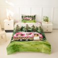 thumbnail image 2 of Castle Fairy Leopard Print Camper Twin Bedding for Kids, Forest Art Duvet Cover Set for Bedroom, Pink Green,Pink Reversible,2pcs,No Comforter, 2 of 5
