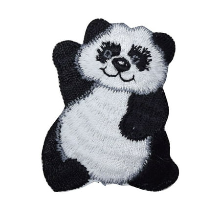 Polar Bear Patch - Panda Bear Waving - Iron On Embroidered Applique Patch