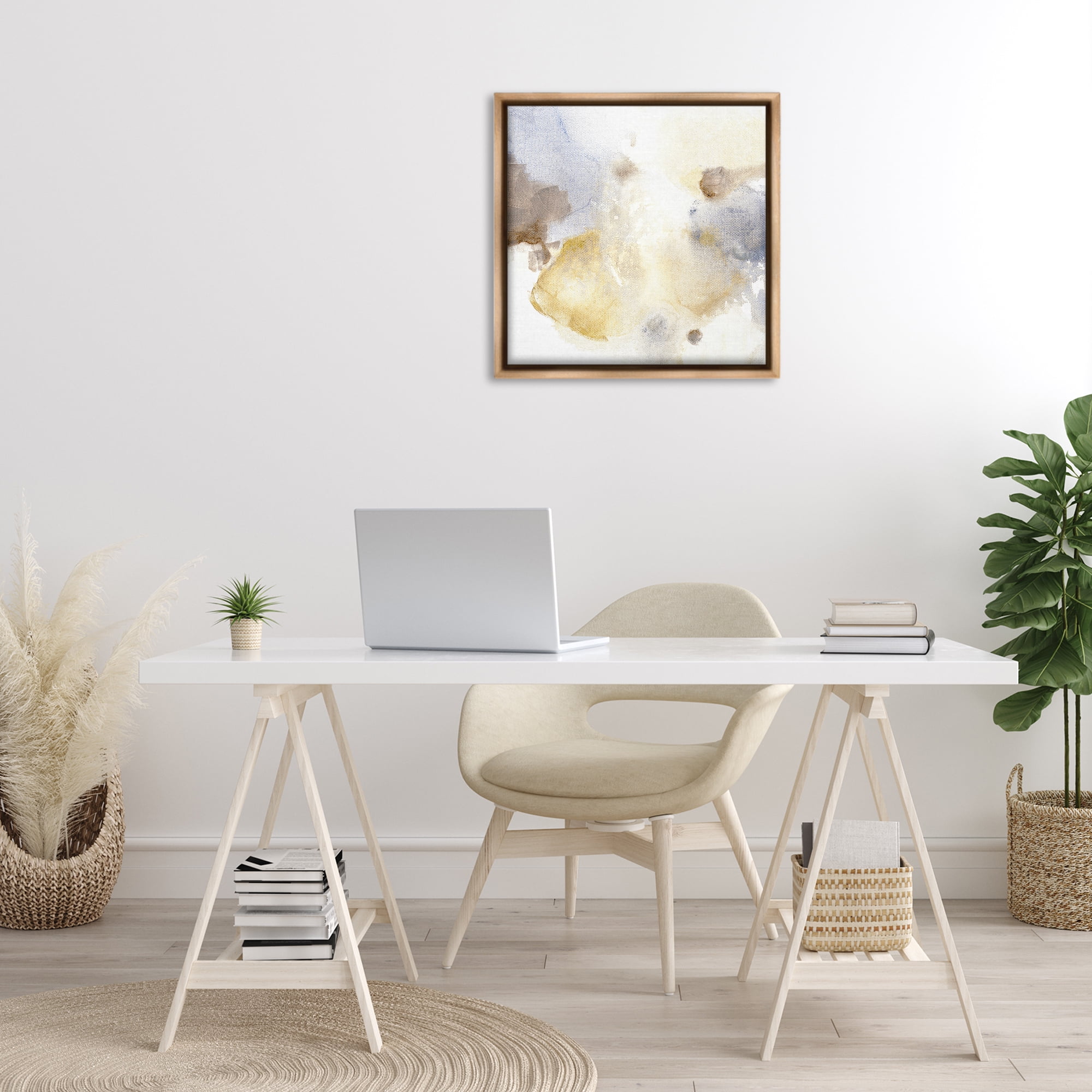 Stupell Industries Subtle Cloudy Abstract Abstract Painting Brown Floater Framed Canvas Art Print Wall Art, 25 x 25