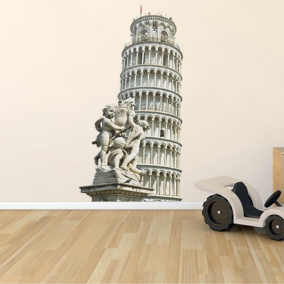 Vinyl Adhesive Leaning Tower Of Pisa Home Wall Decal Design | 19" x 30" Bedroom Living Room Four Degree Lean Roman Architectural Structure Decor Third Oldest Building Pisa Cathedral Decoration Sticker