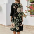 thumbnail image 4 of WTOBBY Women's Casual Round Neck Floral Print 3/4 Sleeve Midi Dress, Stylish Digital Pattern Dress with Comfort Fit for Everyday Elegance,Dark Gray L, 4 of 4