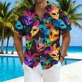 thumbnail image 1 of Blusa y camisa de manga corta con cuello vuelto para hombre, camisa de cuello abotonado con estampado de carnaval, blusa de longitud media para hombre, 1 of 6