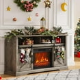thumbnail image 6 of ChaoLink Farmhouse Electric Fireplace TV Stand w- 23in Electric Fireplace and Remote Control, Large Entertainment Center with Sliding Barn Door & Storage Shelves 1400WGray, 6 of 7