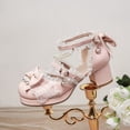 thumbnail image 2 of SACFOF Women Lolita Kawaii Shoes Chunky Heel Mary Janes Ankle Strap Lace Pumps Bow Cute Block Heel Rockabilly Shoes, 2 of 6