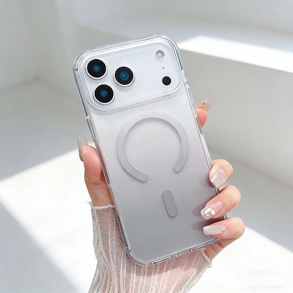 Magnetic For iPhone 17 Pro Phone Case,Compatible With Wireless Charging,Gradient Crystal Transparent Back,Shockproof Drop Protection,Ultra Slim Durable Thin Fit Phone Case,Gray