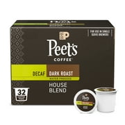 Peet's Coffee Decaffeinated House Blend Dark Roast Single Serve Coffee Pods - 32ct Carton
