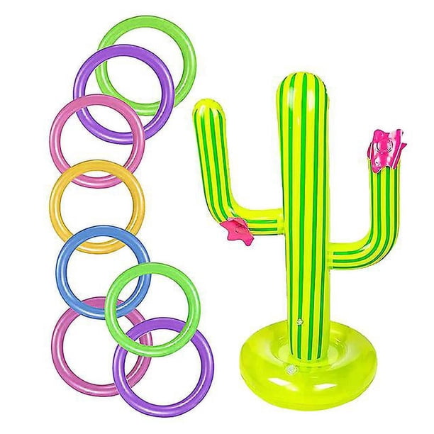 Juego de agua, juego de lanzamiento de anillo de Cactus inflable, incluye inflable para piscina de verano, playa, césped, juegos de fiesta, deportes acuáticos, Juguetes Divertidos brillar Electrónica