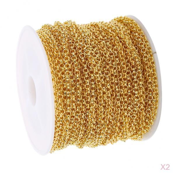 2x 10 Yardas Rollo De Cadenas De Collar Eslabón A Granel Sunnimix Cadena de joyería de hierro