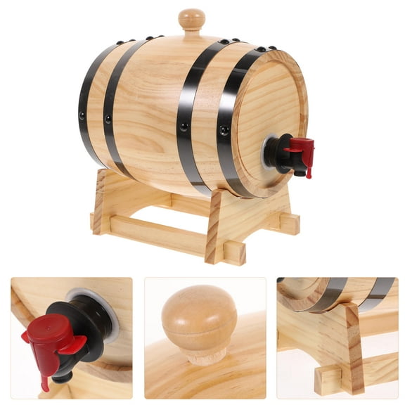 NIYANGLE Home Decor Style Wine Barrel Barrel Shape Wood Color 1Pack