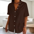 thumbnail image 4 of Women's Summer Short Sleeve Round Neck Solid Color Tank Top Cami Blouse Casual Daily Wear Vacation Beach Loungewear Fashion Essential for Women | CSEONE,Brown L, 4 of 8
