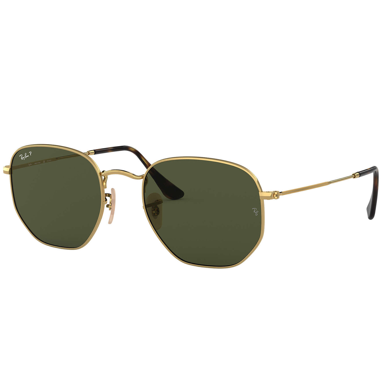 Ray-Ban Polarized Hexagonal RB3548N-001-5851-21 Gold Geometric Sunglasses