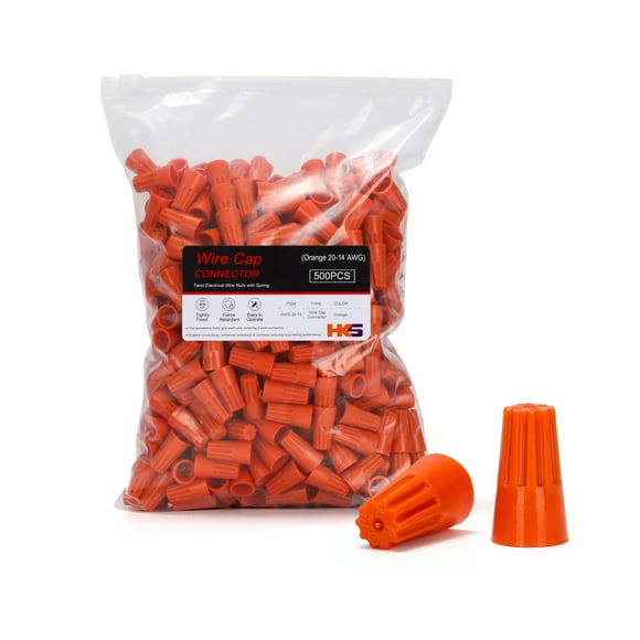 Conectores aislantes Wire Caps HKS de color naranja AWG 20-14, 500 unidades