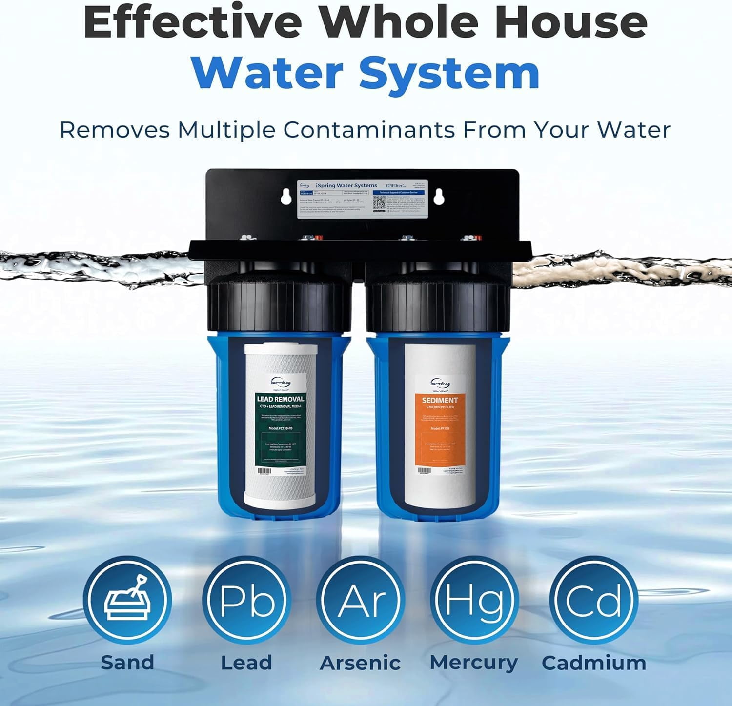 iSpring FC15B-PB 4.5” x 10” Lead, Arsenic, Cadmium, Chlorine Reducing Whole House Water Filter, Fits iSpring WGB21B-CPB Series