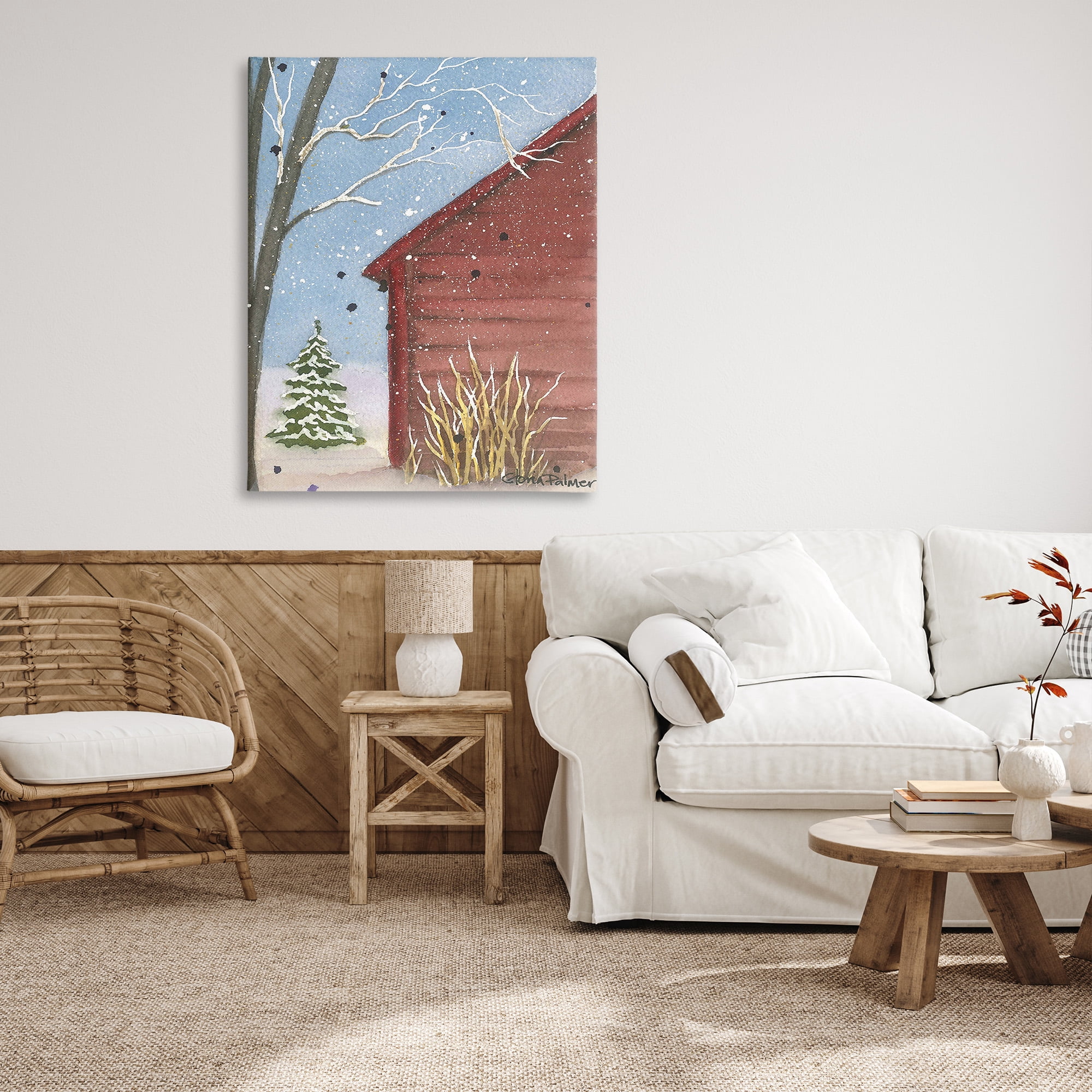 Stupell Industries Winter Snowy Cabin Holiday Painting Gallery Wrapped Canvas Art Print Wall Art, 36 x 48