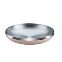 Stainless Steel Plates, 8 inch Metal Dinner Plates for Adults, Dinner Dishes Camping Plates, Reusable and Dishwasher Safe, Easy to Clean, Pink