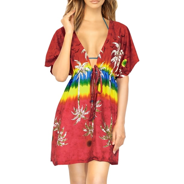 HAPPY BAY Women's Swimsuit Cover Up Bikini Beach Kimono Dresses XLXXL Red_B815
