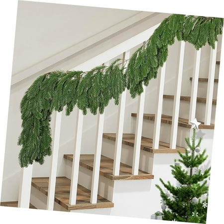 SKYSONIC 2 Pieces Dense Christmas Norfolk Pine Garland, 6 Ft Single Norfolk Pine Realistic Touch Garland Ornament, Artificial Pines Greenery Garlands