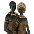 thumbnail image 4 of 9" x 31" Black Resin Tall African Family Sculpture with Gold Jewels, by DecMode, 4 of 9