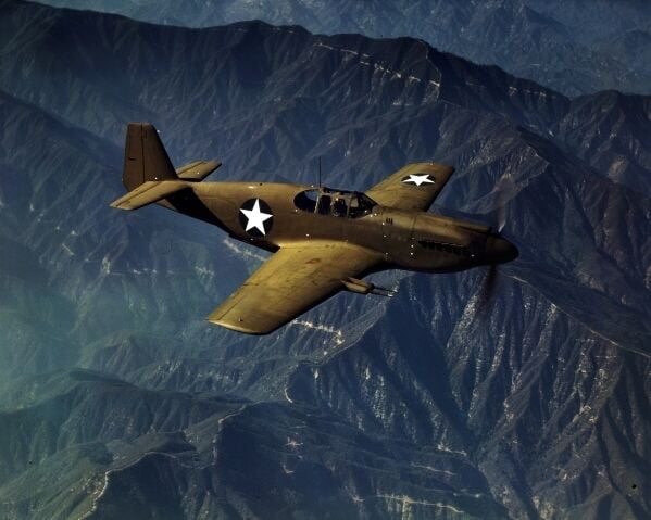 P-51 Mustang Fighter over Inglewood Mountains 6 Sizes! New World War II Photo 